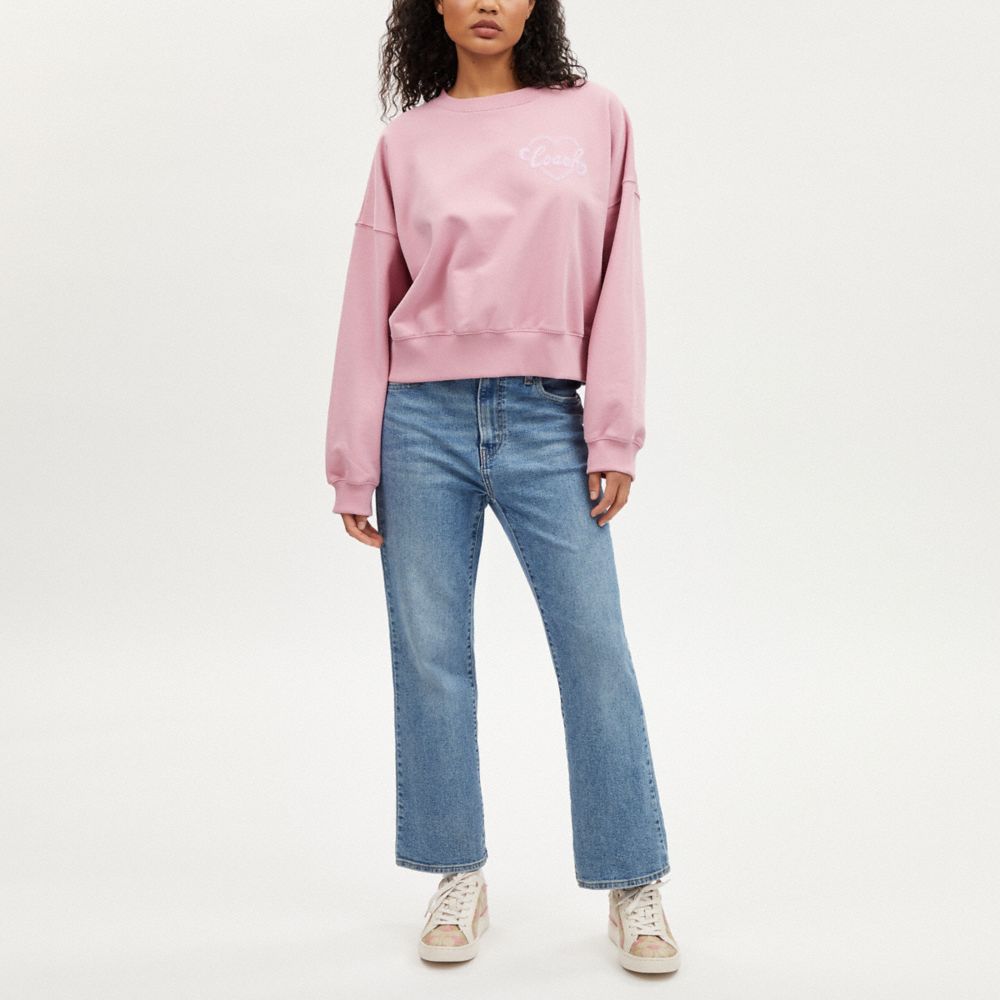 COACH®,HEART CREWNECK,Pink,Scale View