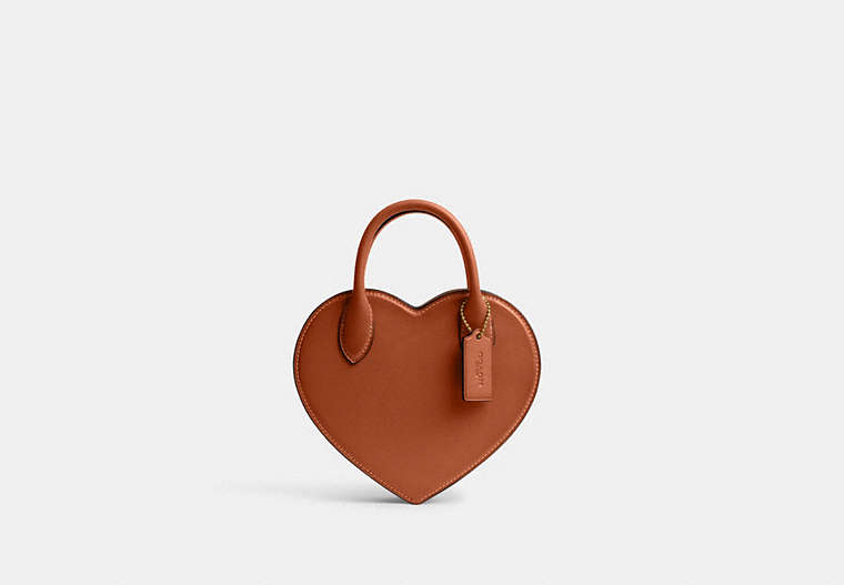 COACH®,HEART BAG IN REGENERATIVE LEATHER,Glovetanned Leather,Brass/Burnished Amber,Front View image number 0