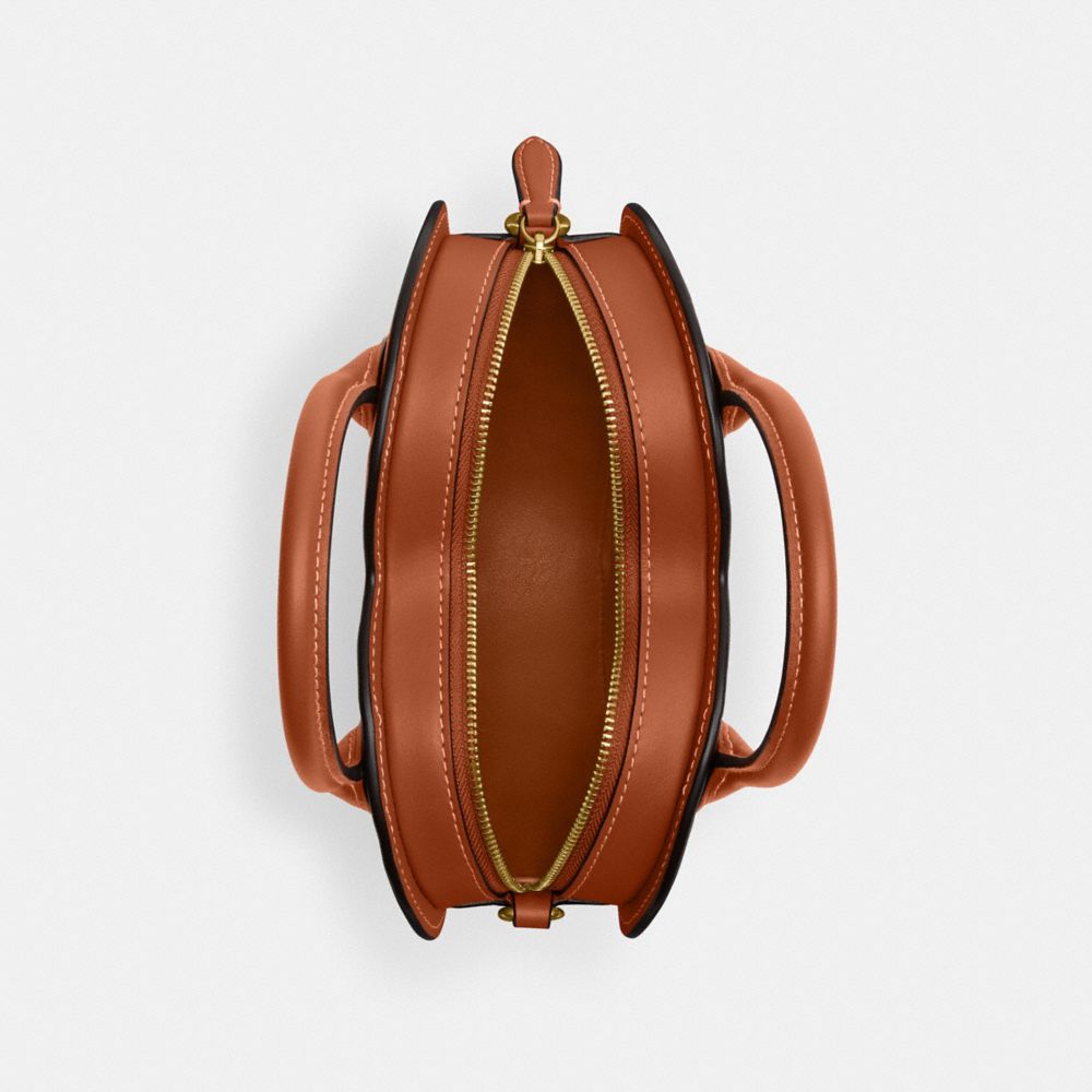 COACH®,HEART BAG IN REGENERATIVE LEATHER,Glovetanned Leather,Small,Brass/Burnished Amber,Inside View,Top View