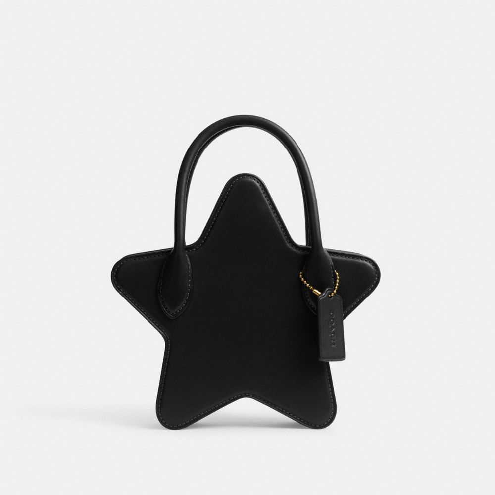 COACH®,STAR BAG IN REGENERATIVE LEATHER,Glovetanned Leather,Small,Brass/Black,Front View image number 0