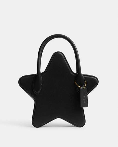 COACH®,STAR BAG IN REGENERATIVE LEATHER,Glovetanned Leather,Brass/Black,Front View