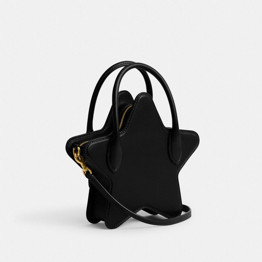 COACH®,STAR BAG IN REGENERATIVE LEATHER,Glovetanned Leather,Small,Brass/Black,Angle View