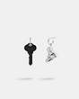 COACH®,KEY AND BOOT MISMATCH EARRINGS,Silver/Black,Front View