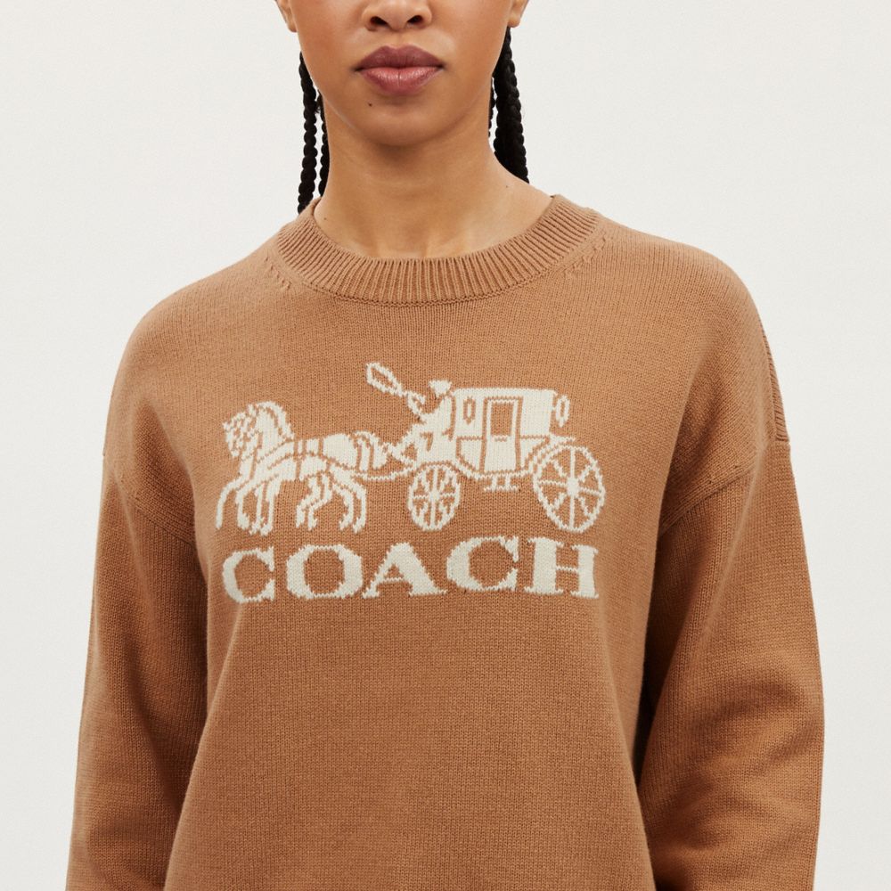 COACH®,Horse And Carriage Crewneck Sweater,,Detail View