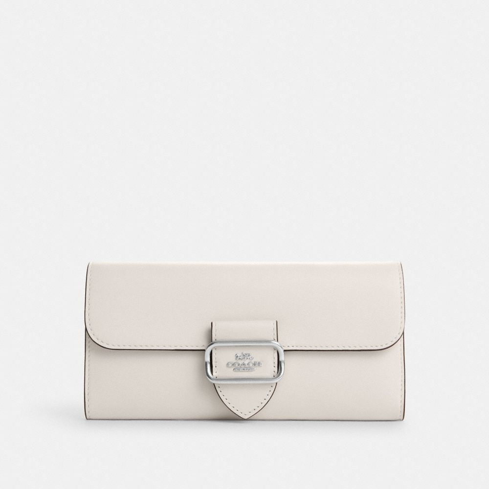 COACH®,MORGAN SLIM WALLET,Smooth Leather,Silver/Chalk,Front View