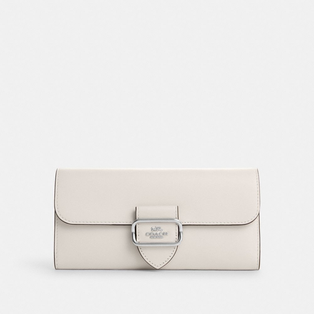 COACH®,PORTEFEUILLE MINCE MORGAN,Cuir,Argent/Craie,Front View