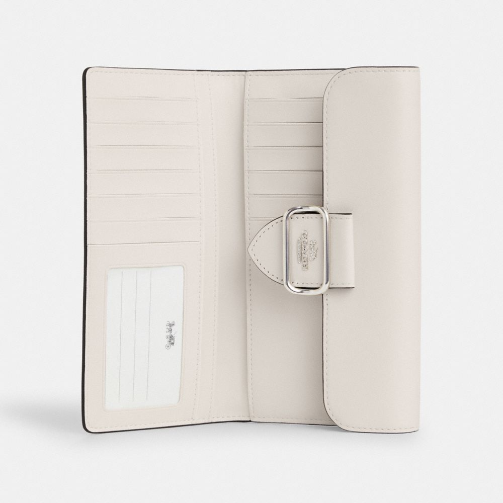 COACH®,MORGAN SLIM WALLET,Smooth Leather,Silver/Chalk,Inside View,Top View