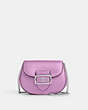 COACH®,MORGAN CARD CASE ON A CHAIN,Leather,Mini,Silver/Metallic Lilac,Front View