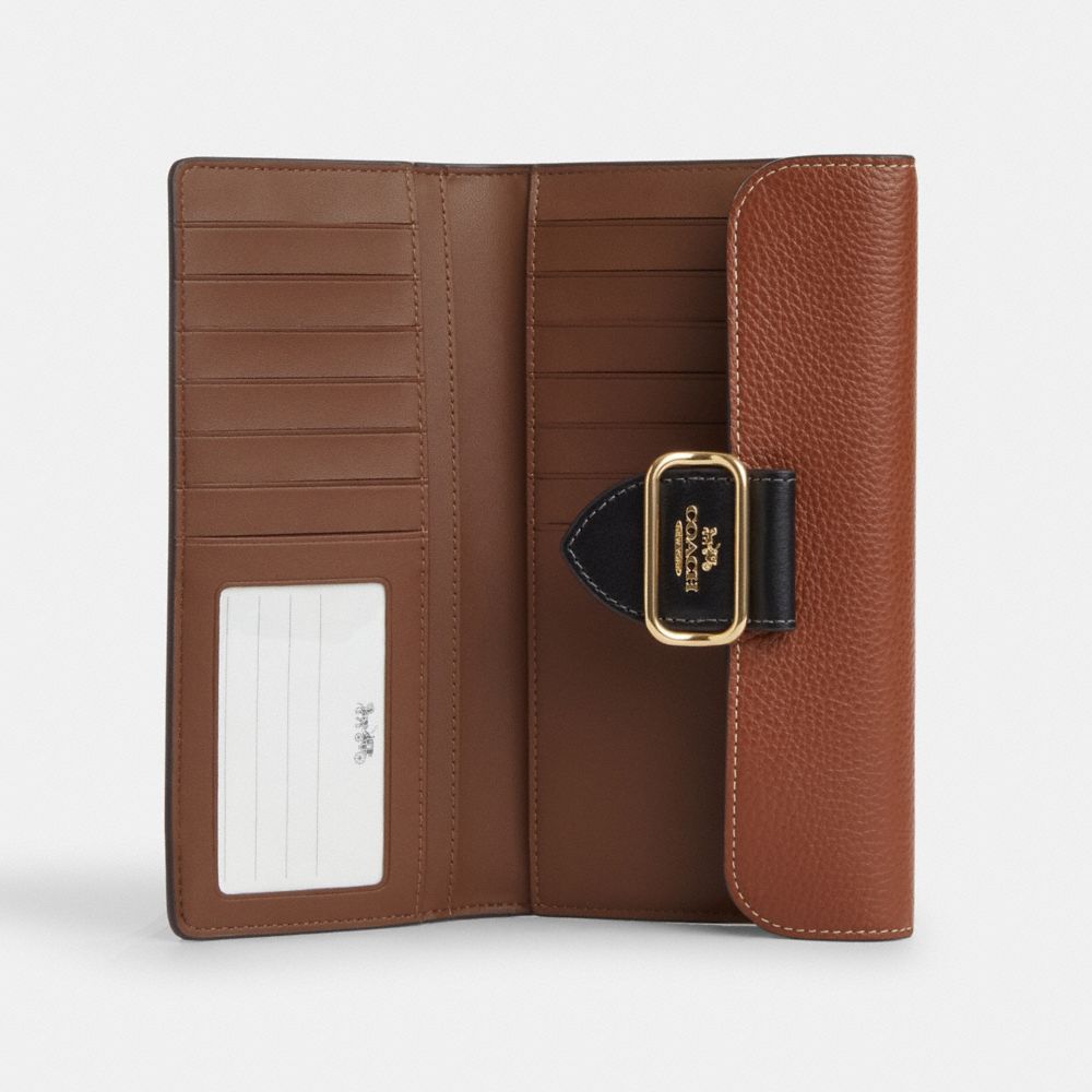 COACH®,MORGAN SLIM WALLET IN COLORBLOCK SIGNATURE CANVAS,Signature Canvas,Gold/Khaki Multi,Inside View,Top View