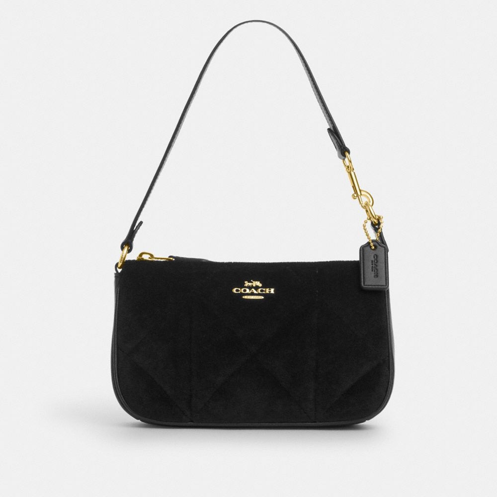 COACH®,NOLITA 19 WITH QUILTING,Non Leather,Mini,Gold/Black,Front View