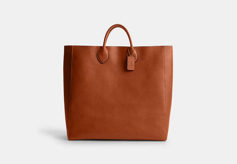 COACH®,LEO TOTE,Leather,Brass/Tan,Front View