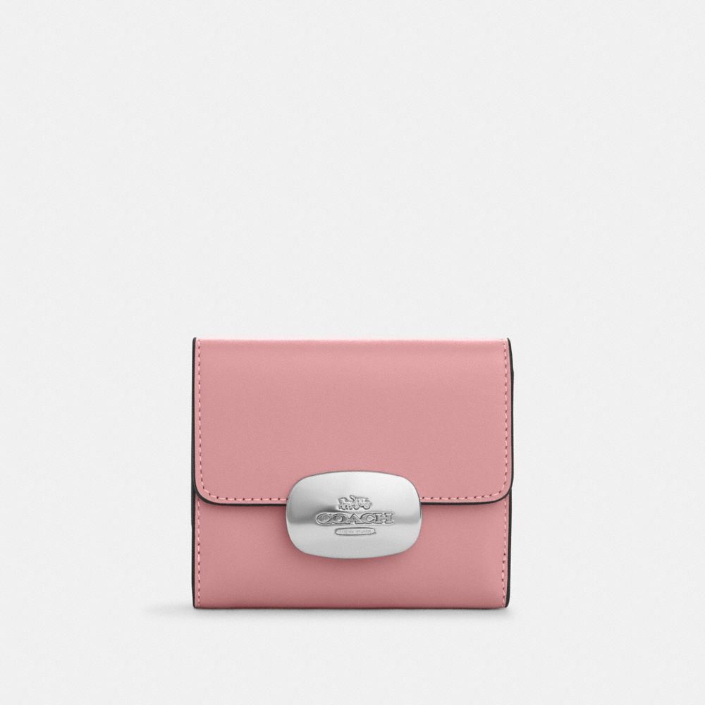 COACH®,PETIT PORTEFEUILLE ELIZA,Cuir lisse,Argent/Rose véritable,Front View