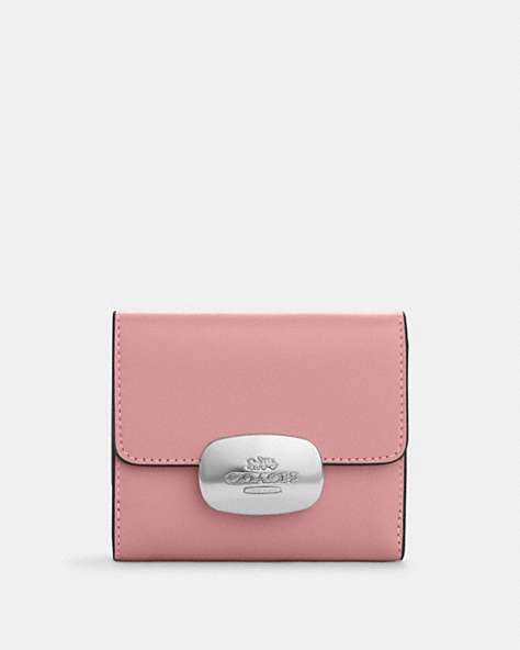 COACH®,ELIZA SMALL WALLET,Smooth Leather,Silver/True Pink,Front View