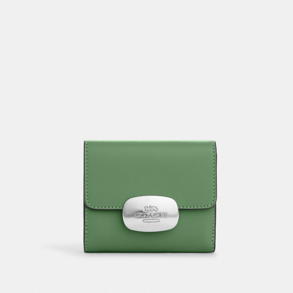 COACH®,ELIZA SMALL WALLET,Smooth Leather,Silver/Soft Green,Front View
