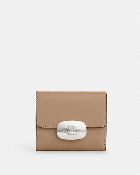 COACH®,ELIZA SMALL WALLET,Smooth Leather,Silver/Taupe,Front View