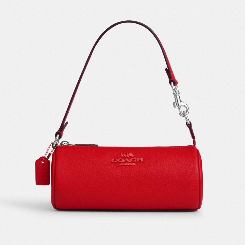 COACH®,SAC CYLINDRIQUE NOLITA,coton,Argent/Coquelicot brillant,Front View