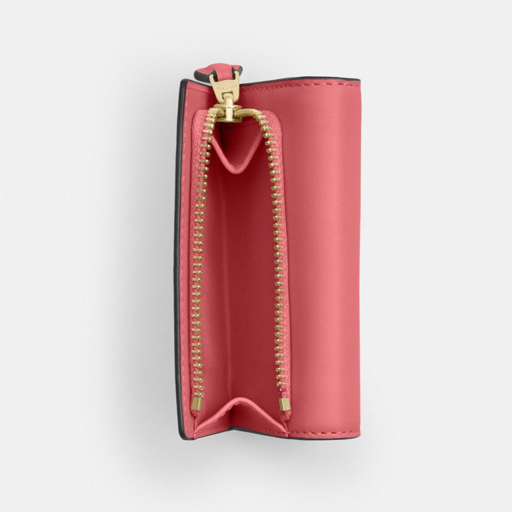 COACH®,Micro Wallet,Leather,Tri Fold,Logo,Casual,Pink,Interior View
