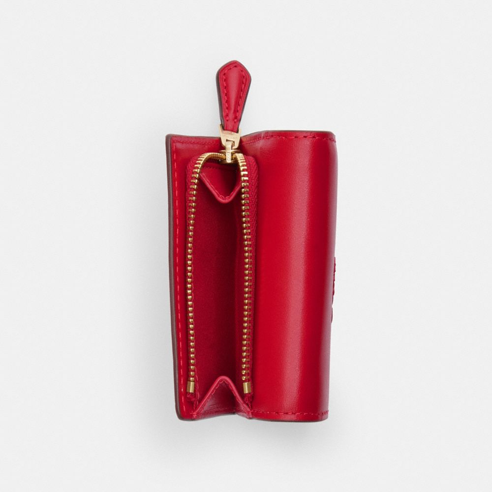 COACH®,Micro Wallet,Leather,Tri Fold,Logo,Casual,Red,Interior View