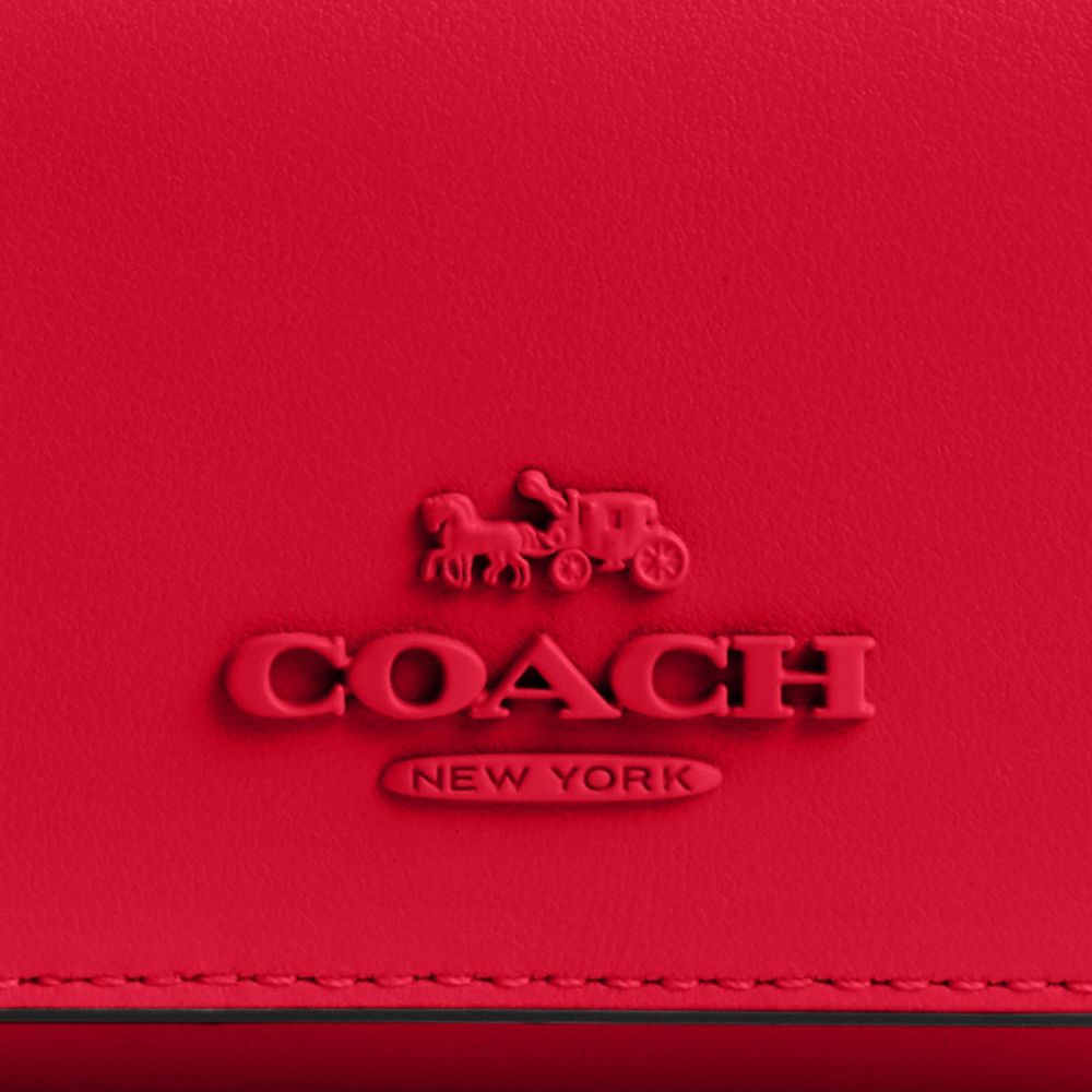 COACH®,Micro Wallet,Leather,Tri Fold,Logo,Casual,Red