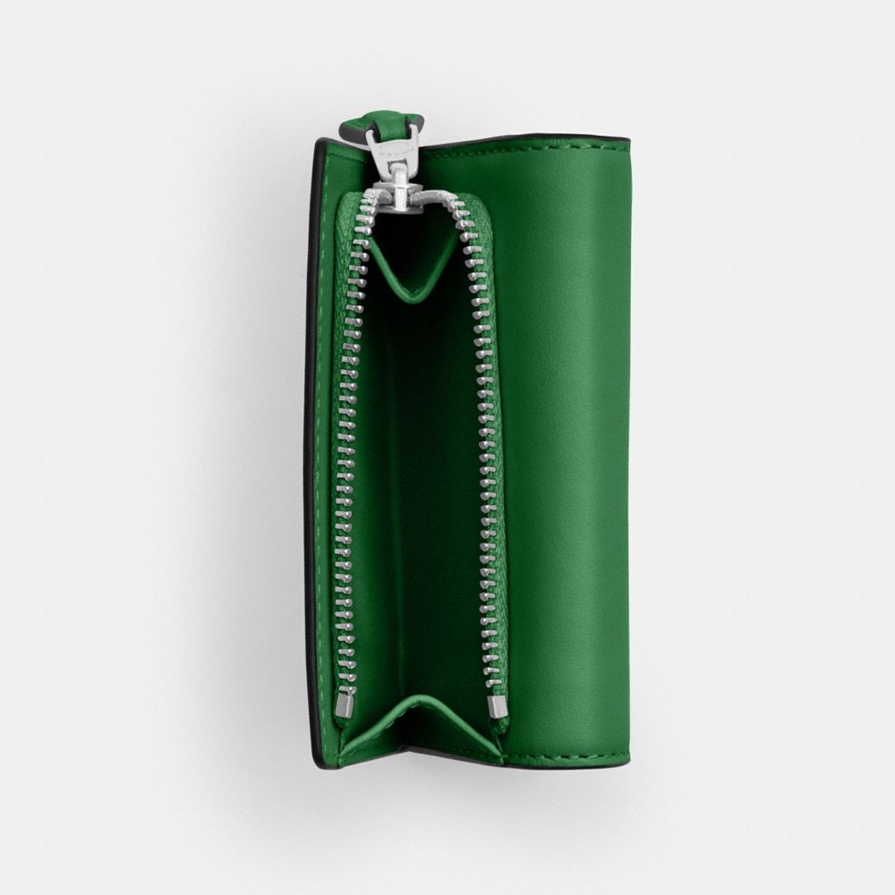COACH®,Micro Wallet,Leather,Tri Fold,Logo,Casual,Green,Interior View