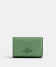 COACH®,MICRO WALLET,Leather,Mini,Silver/Soft Green,Front View