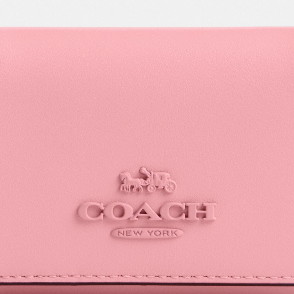COACH®,MICRO WALLET,Novelty Leather,Mini,Silver/Flower Pink