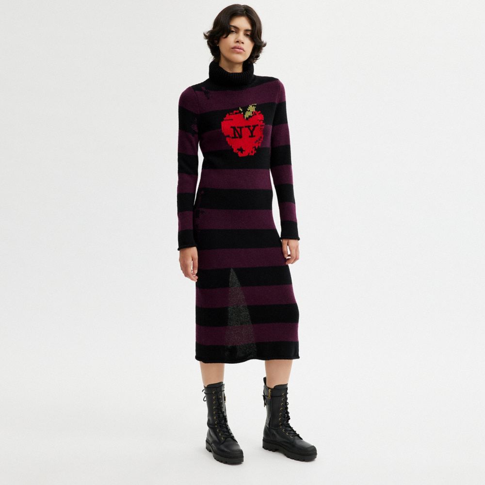 COACH®,ニューヨーク アップル ディストレス セーター ドレス,ワンピース,