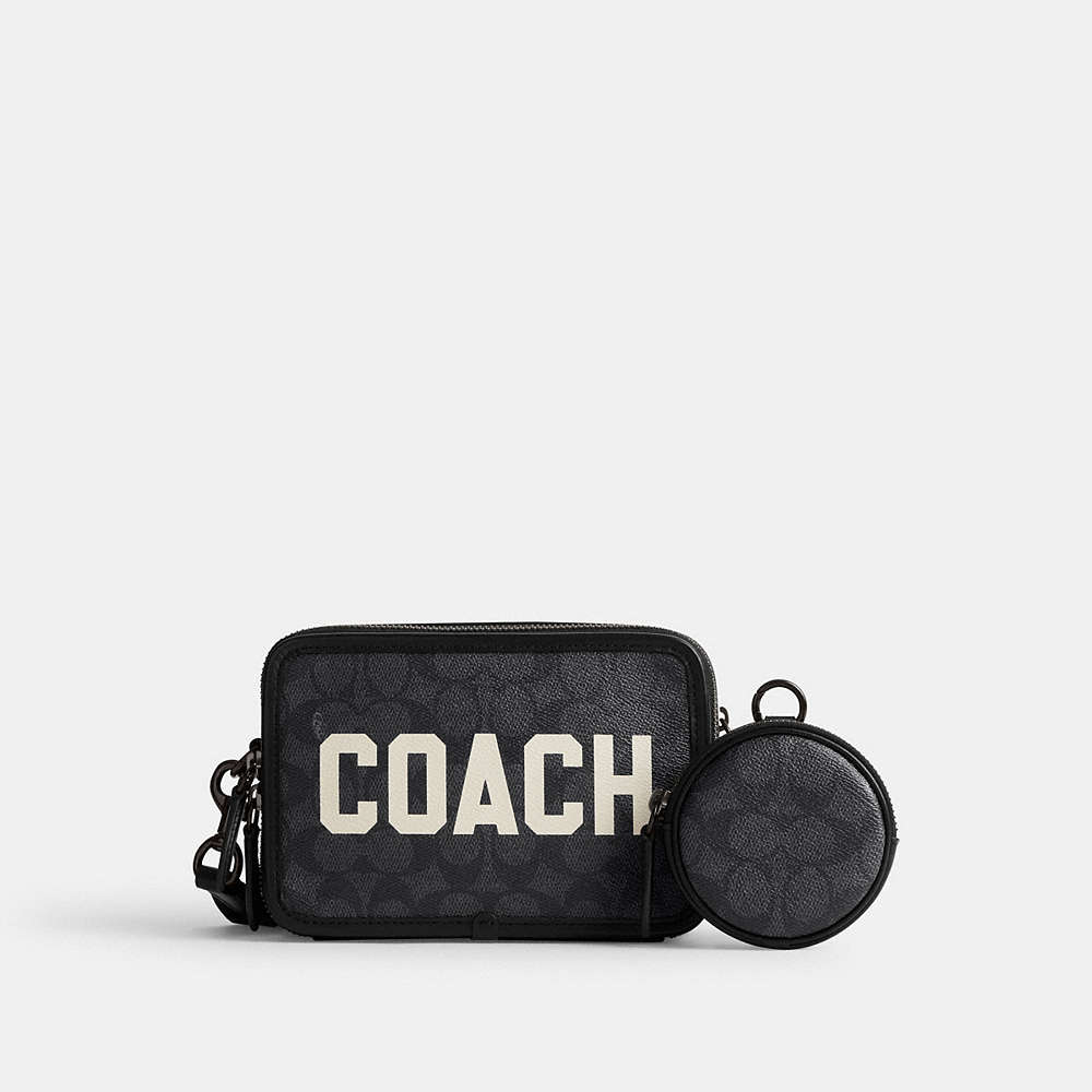 Coach Charter Crossbody In Signature Canvas With  Graphic In Charcoal Multi