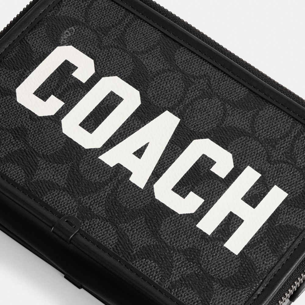Shop Coach Charter Crossbody In Signature Canvas With  Graphic In Charcoal Multi