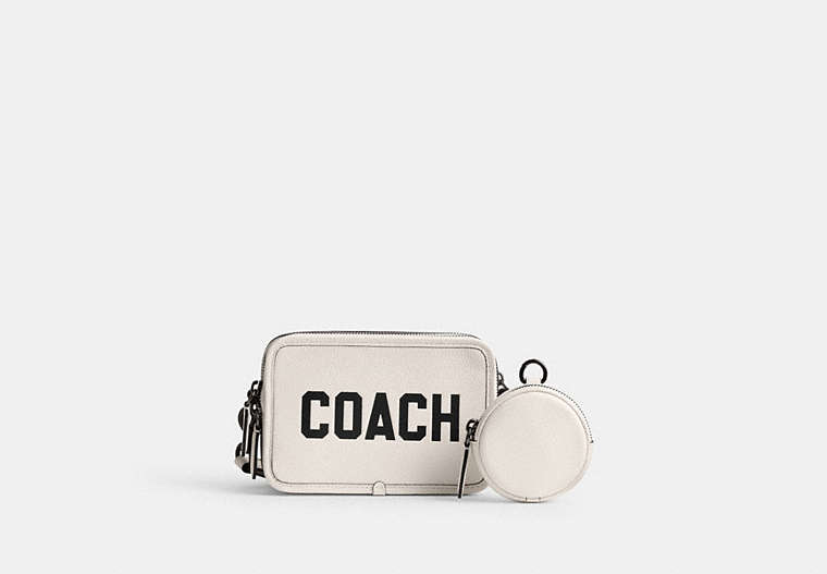 COACH®,CHARTER CROSSBODY WITH COACH GRAPHIC,Polished Pebble Leather,Small,Chalk Multi,Front View image number 0