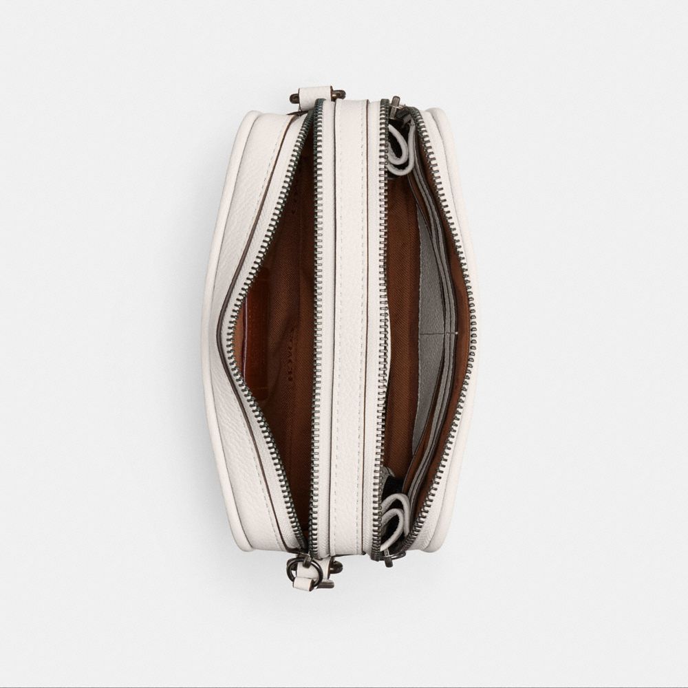 COACH®,Charter Crossbody Bag 19 With Coach Graphic,Leather,Coin,Crossbody,Casual,White,Inside View,Top View