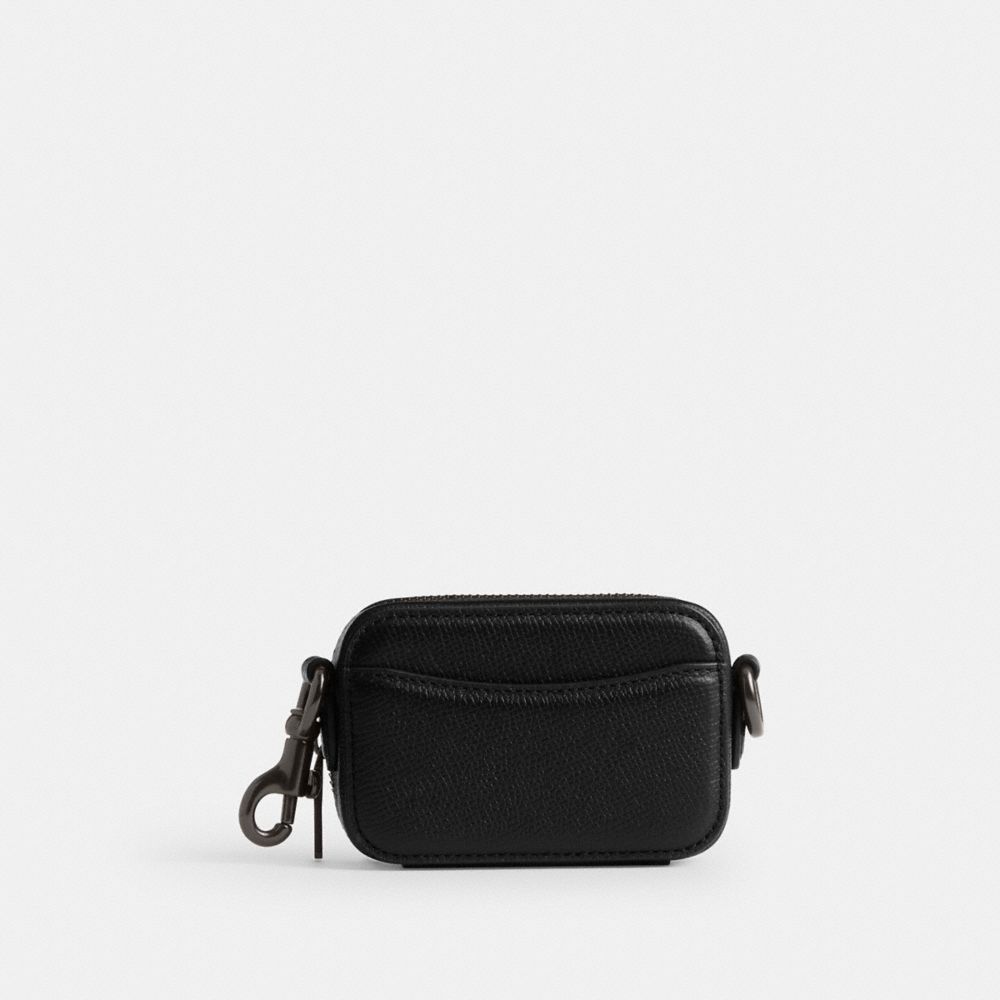 COACH®,PORTÉ-CROISÉ STYLE POCHETTE,Cuir Cross-grain,Noir,Back View