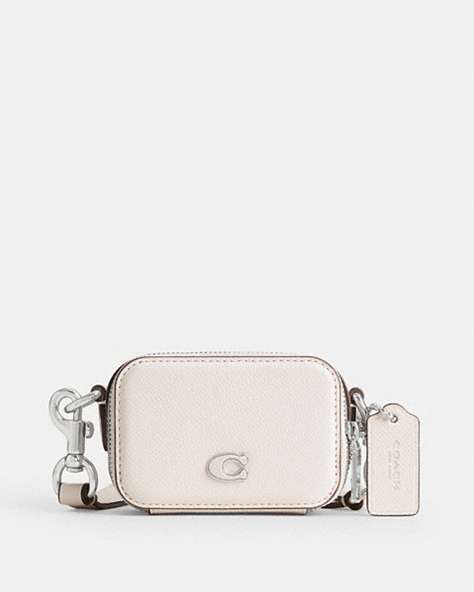 COACH®,CROSSBODY POUCH,Crossgrain Leather,Chalk,Front View