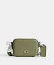COACH®,CROSSBODY POUCH,Crossgrain Leather,Mini,Moss,Front View