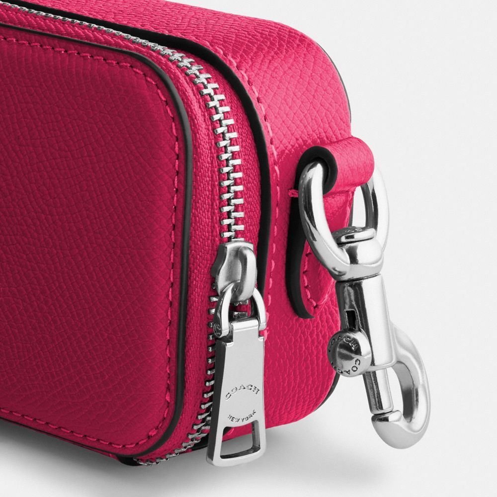 COACH®,CROSSBODY POUCH,Crossgrain Leather,Mini,Dragon Fruit,Closer View