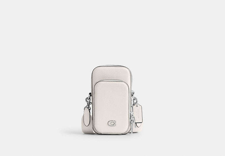 COACH®,PHONE CROSSBODY,Crossgrain Leather,Small,Chalk,Front View