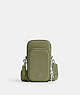 COACH®,PHONE CROSSBODY,Crossgrain Leather,Small,Moss,Front View