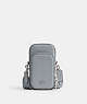 COACH®,PHONE CROSSBODY,Crossgrain Leather,Small,Grey Blue,Front View