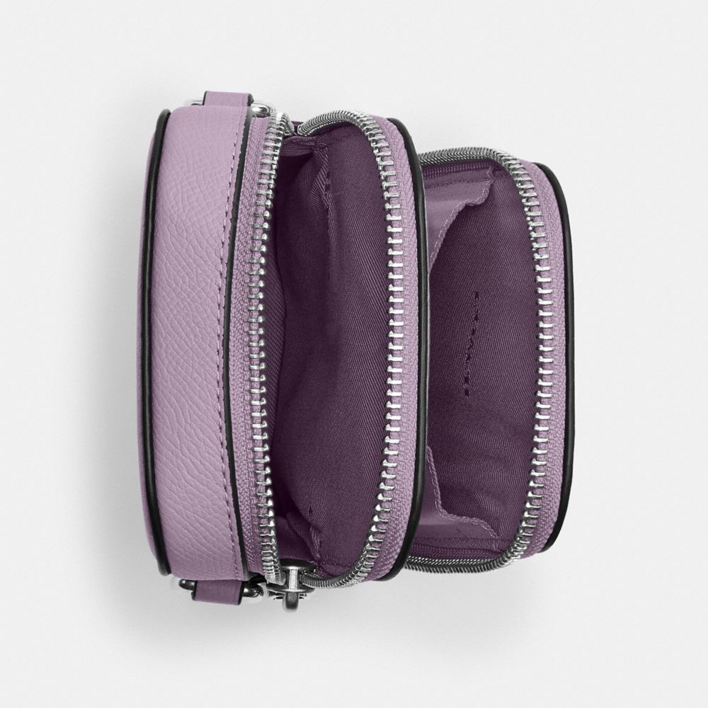 COACH®,PHONE CROSSBODY,Crossgrain Leather,Small,Soft Purple,Inside View,Top View