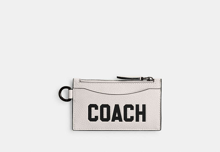 COACH®,ZIP CARD CASE WITH COACH GRAPHIC,Polished Pebble Leather,Chalk Multi,Front View image number 0
