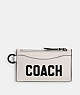 COACH®,ZIP CARD CASE WITH COACH GRAPHIC,Polished Pebble Leather,Chalk Multi,Front View