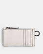 COACH®,ZIP CARD CASE WITH COACH GRAPHIC,Polished Pebble Leather,Chalk Multi,Back View