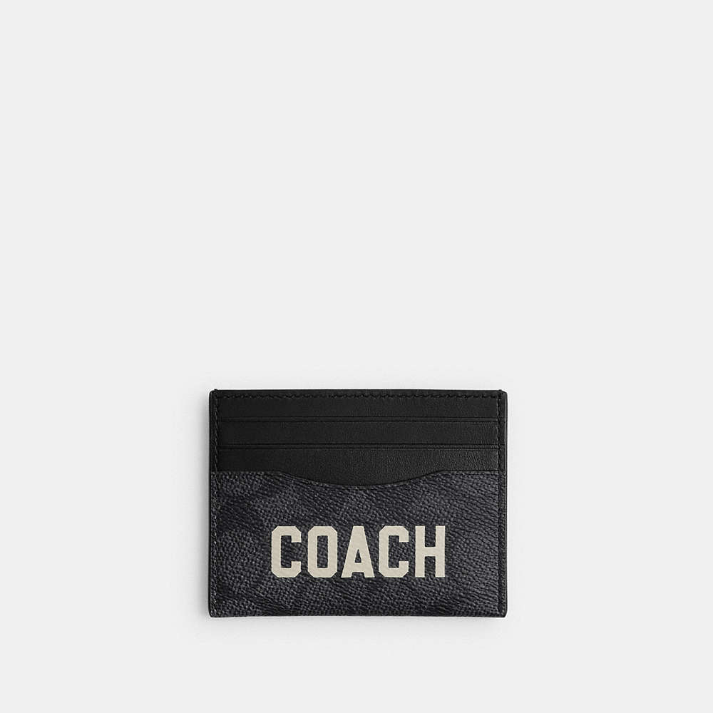 Coach Card Case In Signature Canvas With  Graphic In Black