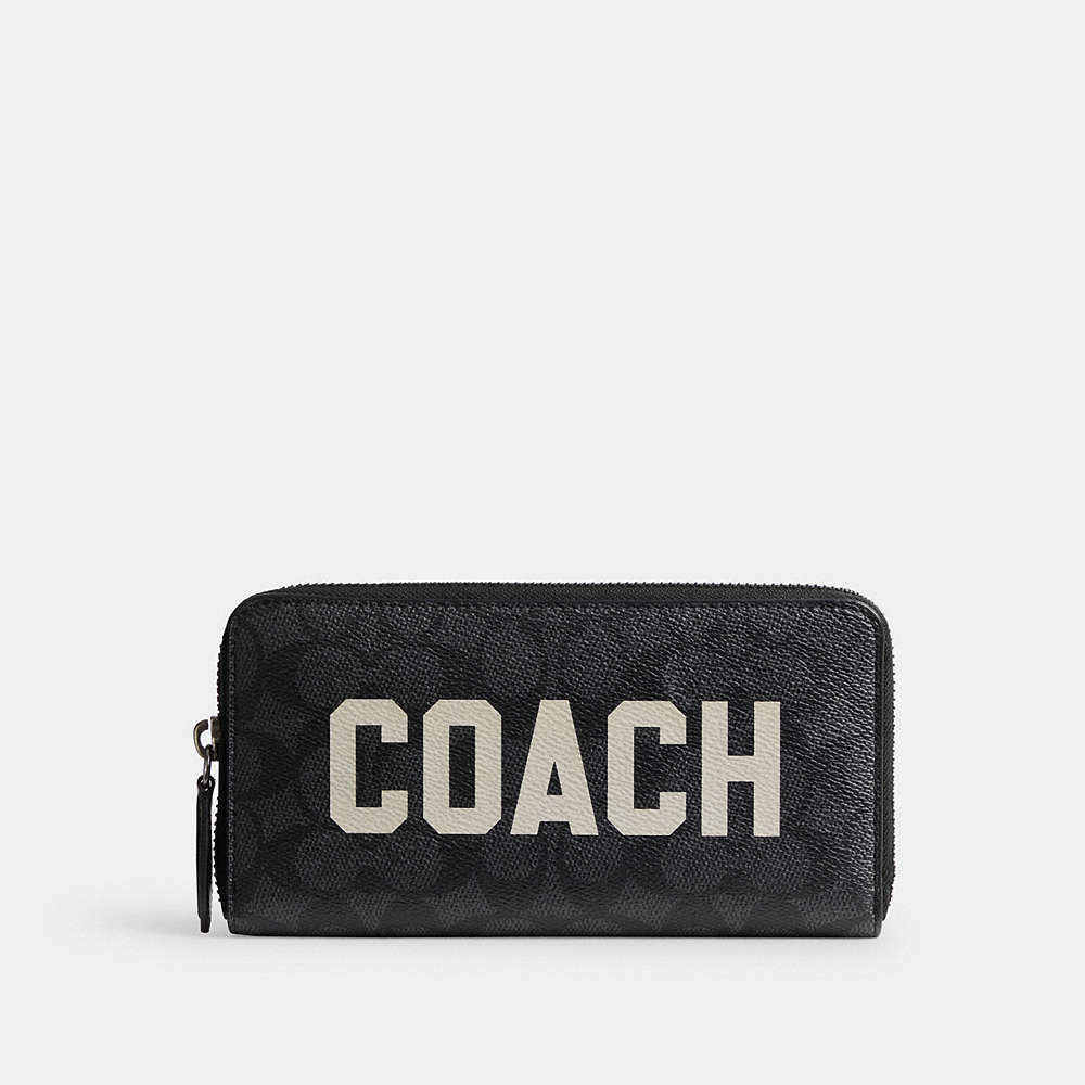 Coach Accordion Wallet In Signature Canvas With  Graphic In Black