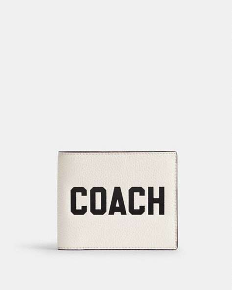 COACH®,3-IN-1 WALLET WITH COACH GRAPHIC,Polished Pebble Leather,Mini,Chalk Multi,Front View