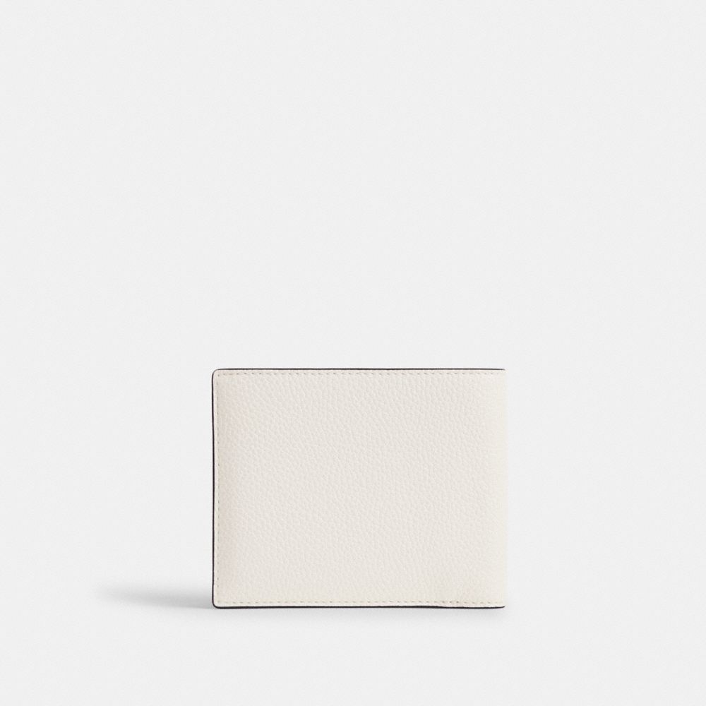 COACH®,3 In 1 Wallet With Coach Graphic,Leather Match,Bi Fold,Casual,White,Back View