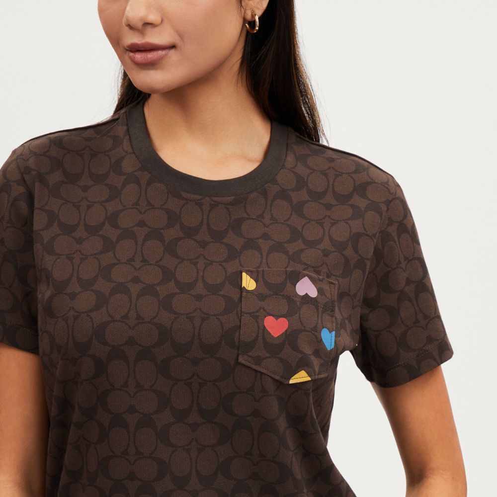 COACH®,Rainbow Heart Signature T Shirt,,Detail View