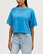 COACH®,SIGNATURE CROPPED T-SHIRT,Metal,Bright Blue,Scale View
