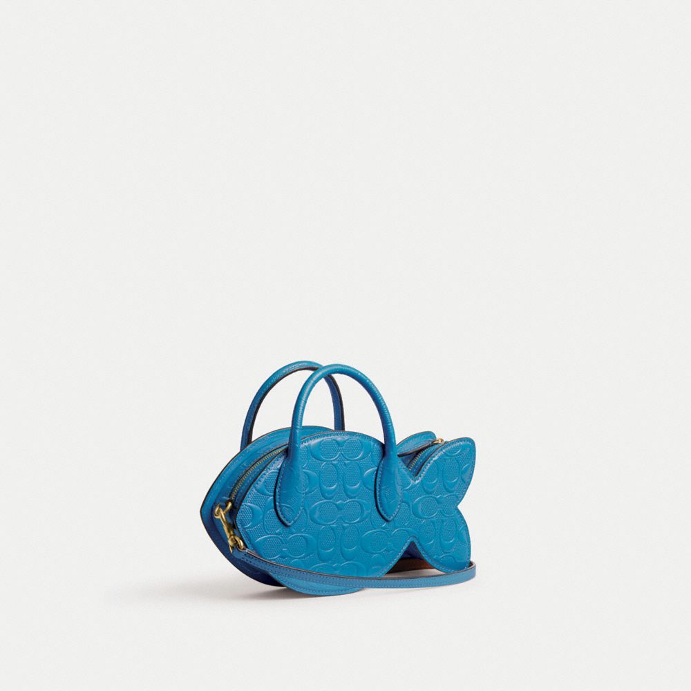 COACH®,Fish Bag In Signature Leather,,Angle View