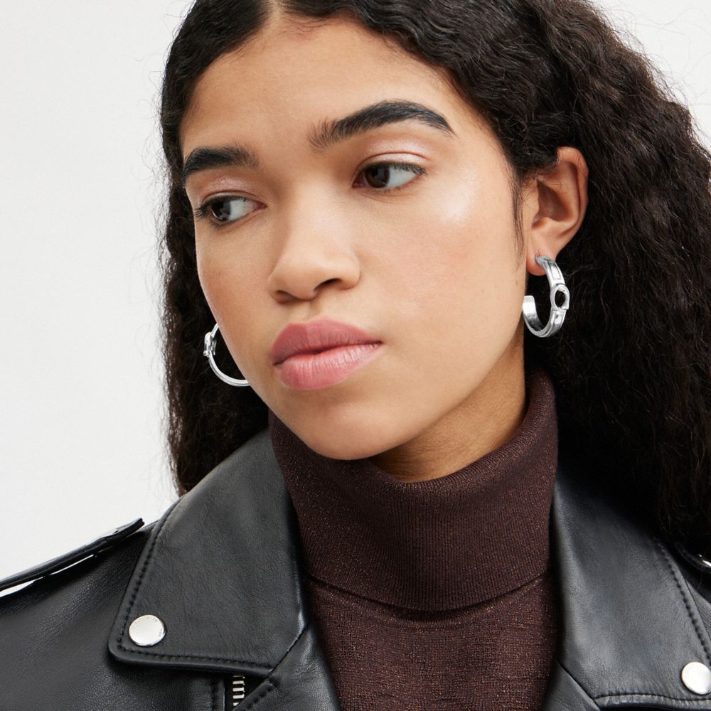 COACH®,TABBY HOOP EARRINGS,Silver,Detail View